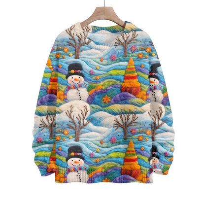 Hippie Santa Claus  Women'S Casual Crew Neck Long Sleeve Sweater, 3D Hipster All-Over Print