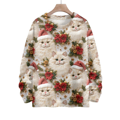 Hippie Santa Claus  Women'S Casual Crew Neck Long Sleeve Sweater, 3D Hipster All-Over Print