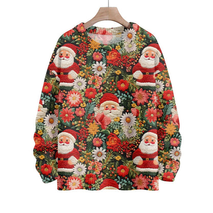 Hippie Santa Claus  Women'S Casual Crew Neck Long Sleeve Sweater, 3D Hipster All-Over Print