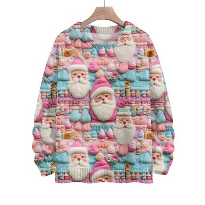 Hippie Santa Claus  Women'S Casual Crew Neck Long Sleeve Sweater, 3D Hipster All-Over Print