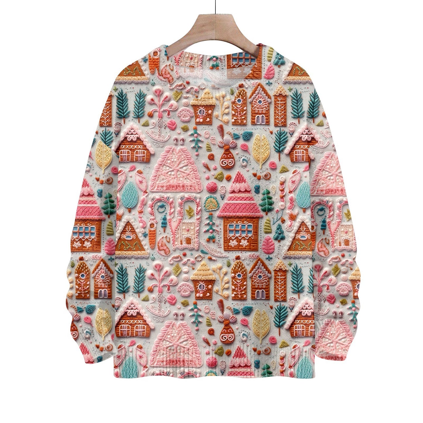 Hippie Santa Claus  Women'S Casual Crew Neck Long Sleeve Sweater, 3D Hipster All-Over Print