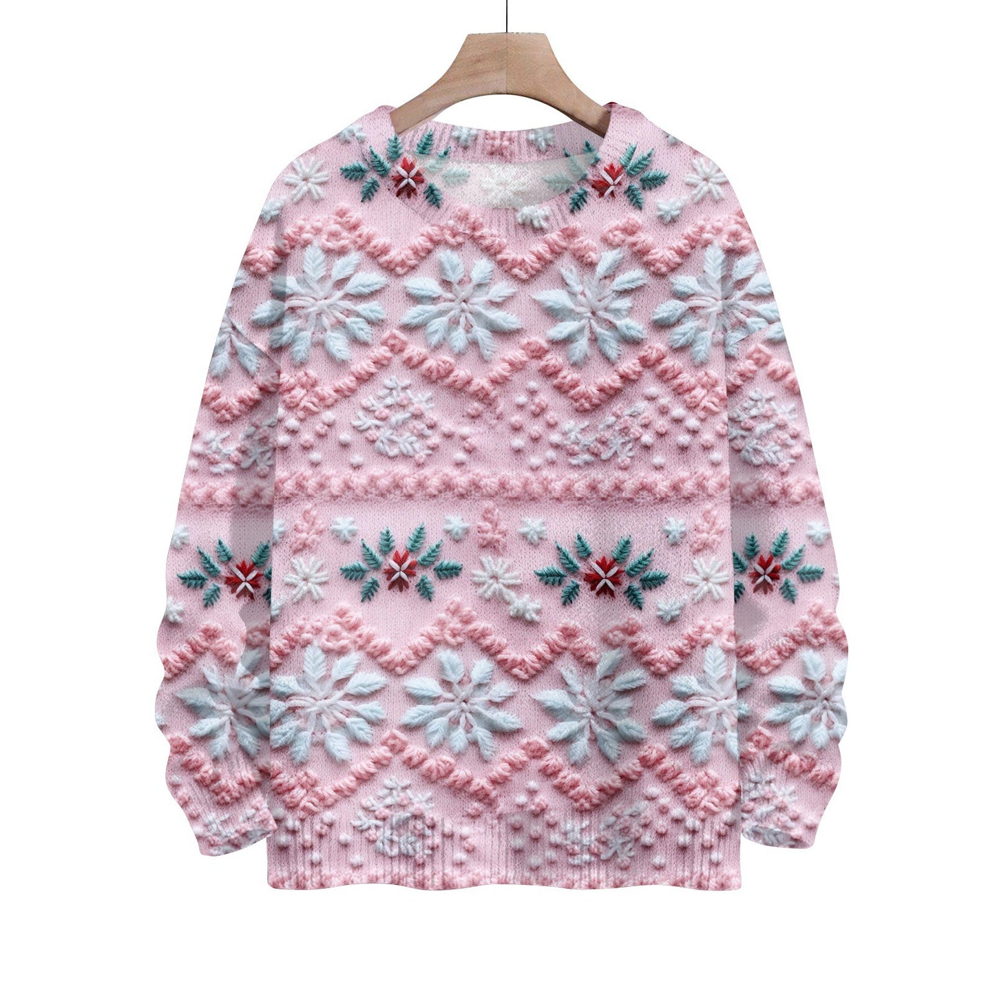 Hippie Santa Claus  Women'S Casual Crew Neck Long Sleeve Sweater, 3D Hipster All-Over Print