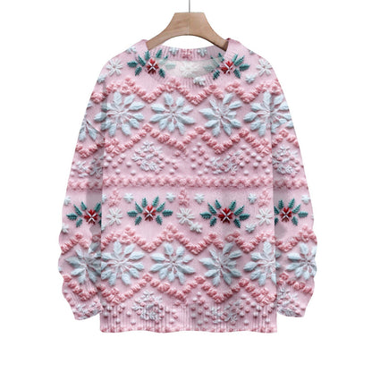 Hippie Santa Claus  Women'S Casual Crew Neck Long Sleeve Sweater, 3D Hipster All-Over Print