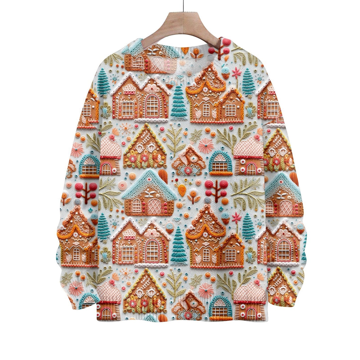 Hippie Santa Claus  Women'S Casual Crew Neck Long Sleeve Sweater, 3D Hipster All-Over Print