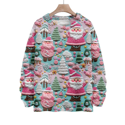Hippie Santa Claus  Women'S Casual Crew Neck Long Sleeve Sweater, 3D Hipster All-Over Print