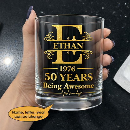 Glass Whiskey Age personalized name, year, letter for birthday Hot Sale