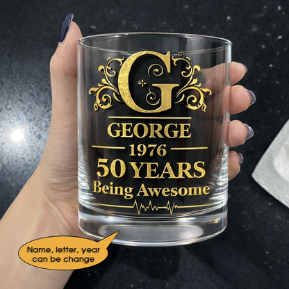 Glass Whiskey Age personalized name, year, letter for birthday Hot Sale