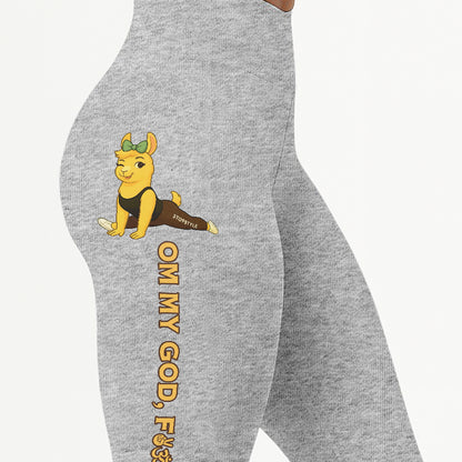 Om My God, Fck Yes Chill Llama Yoga Pants All-Over Print Women's High Waist Leggings | 5To9Style