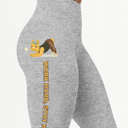 Work Hard, Stay Humble Chill Llama Yoga Pants All-Over Print Women's High Waist Leggings | 5To9Style