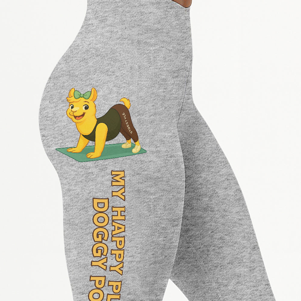 My Happy Place Chill Llama Yoga Pants All-Over Print Women's High Waist Leggings | 5To9Style