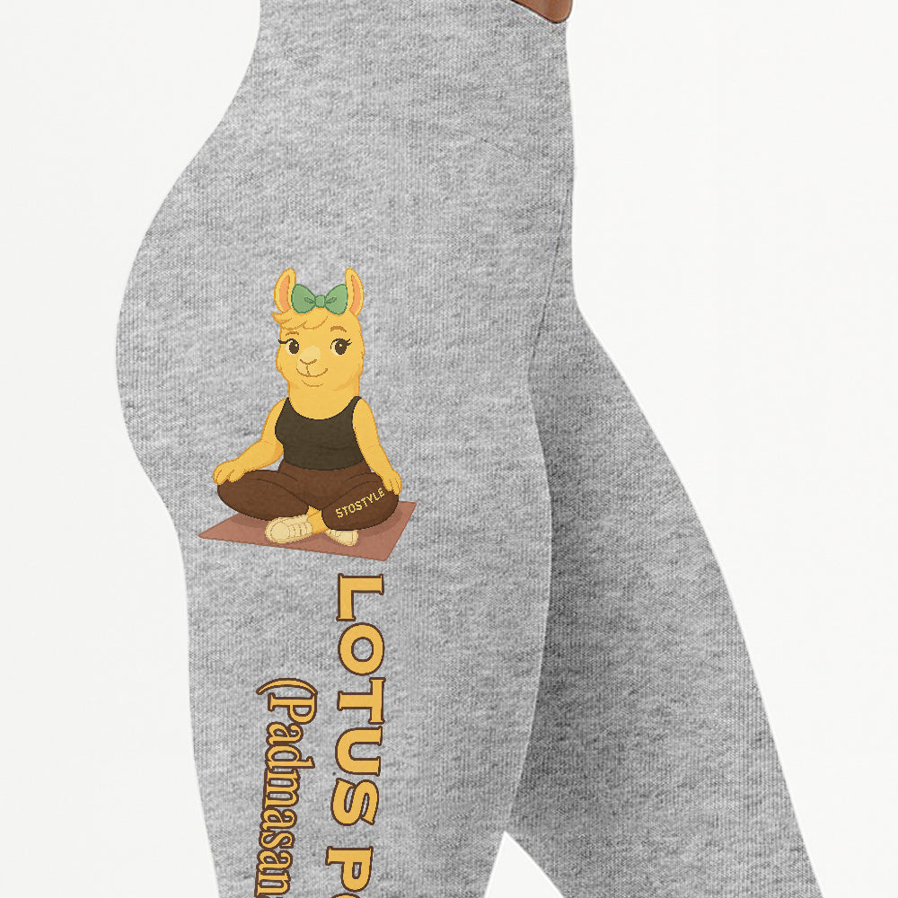 Lotus Pose (Padmasana) Chill Llama Yoga Pants All-Over Print Women's High Waist Leggings | 5To9Style