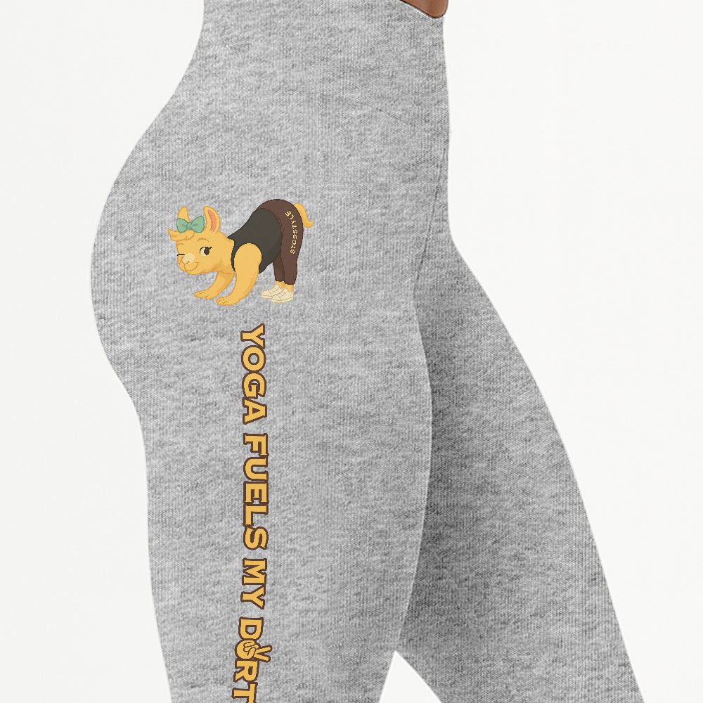 Yoga Fuels My Dirty Soul Chill Llama Yoga Pants All-Over Print Women's High Waist Leggings | 5To9Style