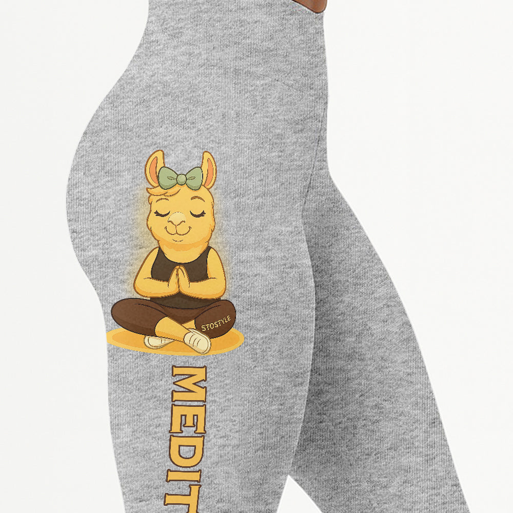 Medition Lover Cool Chill Llama Yoga Pants All-Over Print Women's High Waist Leggings | 5To9Style