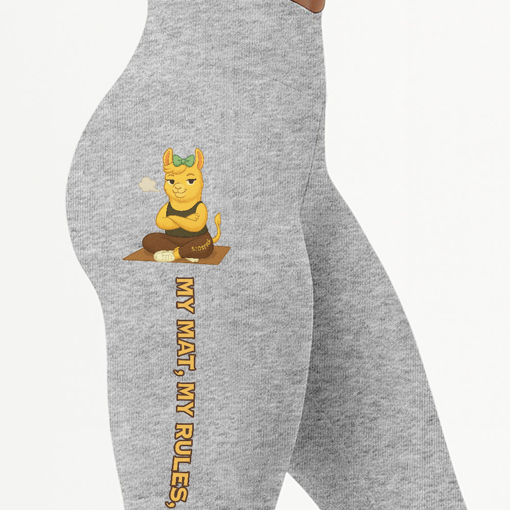 My Mat, My Rules, My Ass Chill Llama Yoga Pants All-Over Print Women's High Waist Leggings | 5To9Style