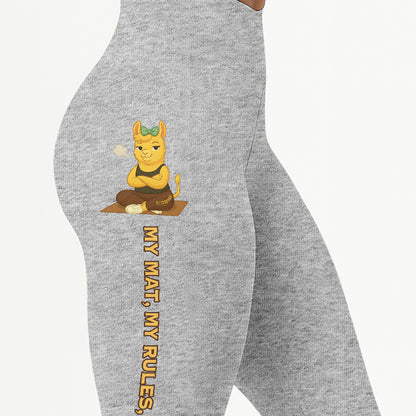 My Mat, My Rules, My Ass Chill Llama Yoga Pants All-Over Print Women's High Waist Leggings | 5To9Style