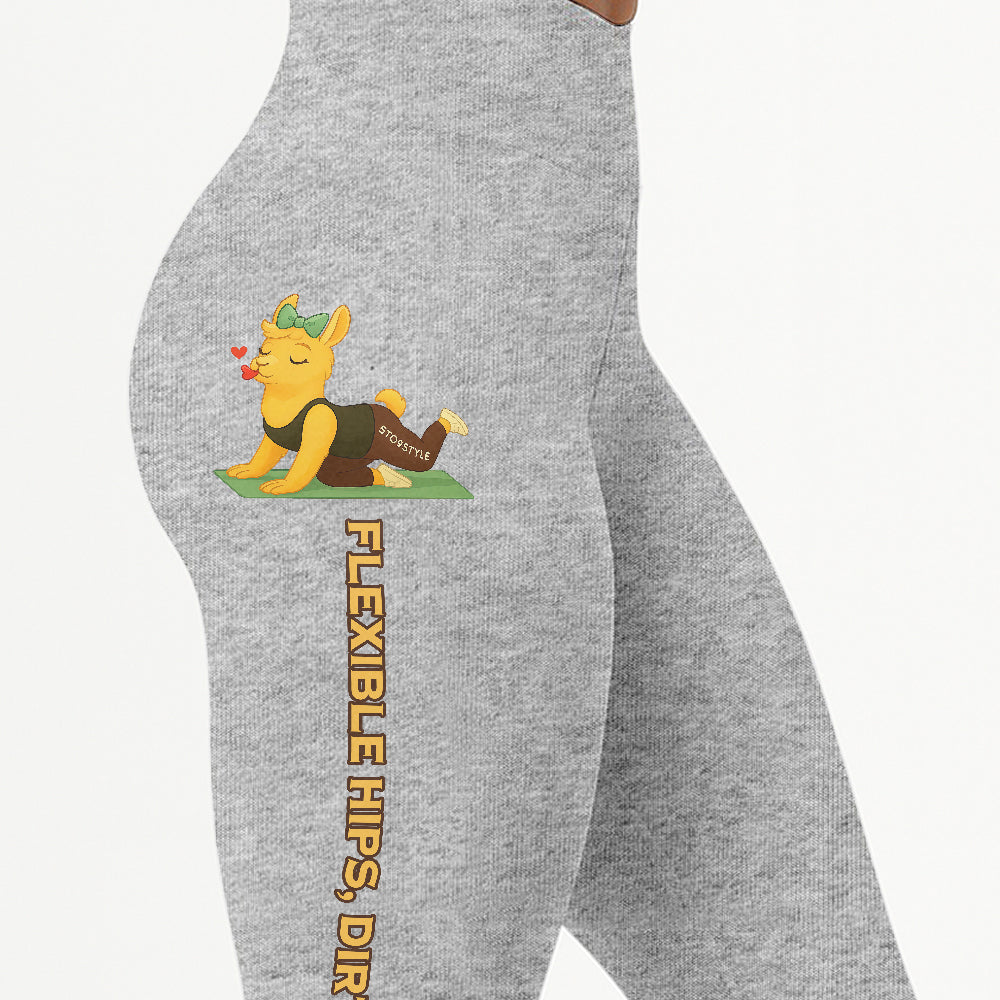Flexible Hips, Dirty Lips Chill Llama Yoga Pants All-Over Print Women's High Waist Leggings | 5To9Style