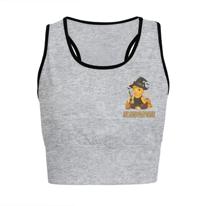 My Broom Broke So Now I Do Yoga Chill Llama Yoga Women's Sports Bra