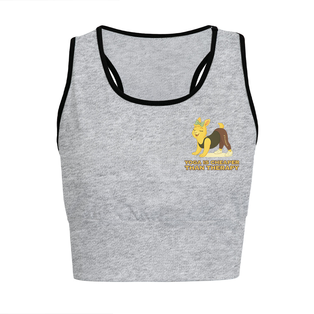 Yoga Is Cheaper Than Therapy Chill Llama Yoga Women's Sports Bra