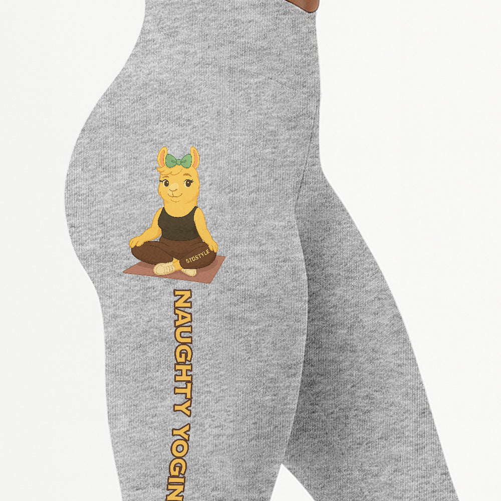 Naughty Yogini Vibes Chill Llama Yoga Pants All-Over Print Women's High Waist Leggings | 5To9Style