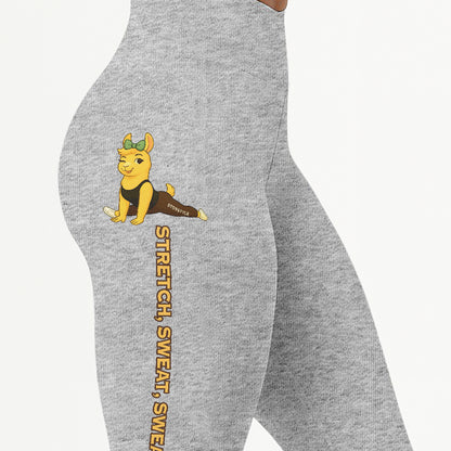 Stretch, Sweat, Swear Again Chill Llama Yoga Pants All-Over Print Women's High Waist Leggings | 5To9Style