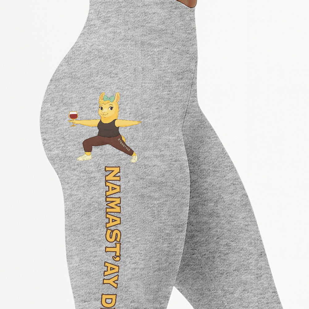 Namastâ€™ay Drunk Chill Llama Yoga Pants All-Over Print Women's High Waist Leggings | 5To9Style