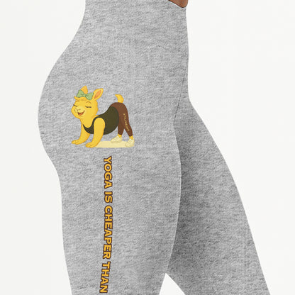 Yoga Is Cheaper Than Therapy Chill Llama Yoga Pants All-Over Print Women's High Waist Leggings | 5To9Style