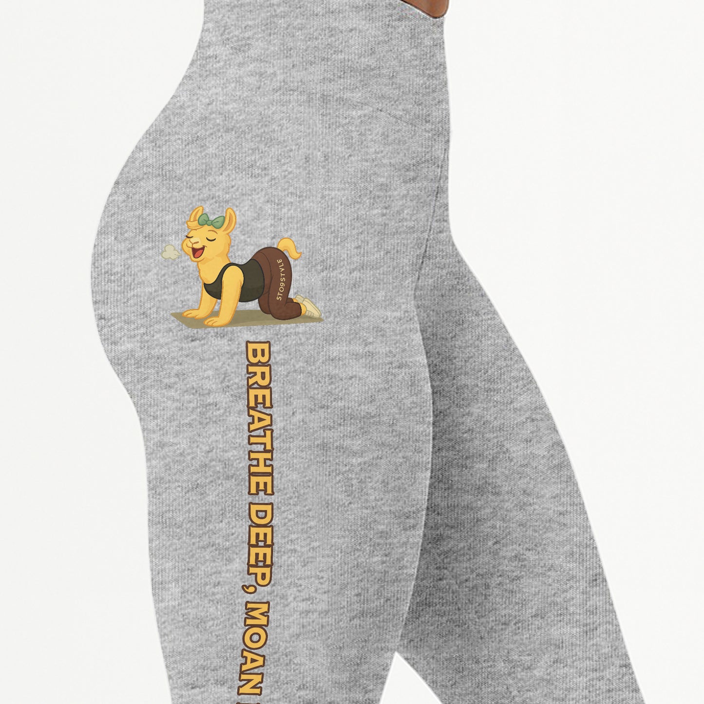 Breathe Deep, Moan Louder Chill Llama Yoga Pants All-Over Print Women's High Waist Leggings | 5To9Style