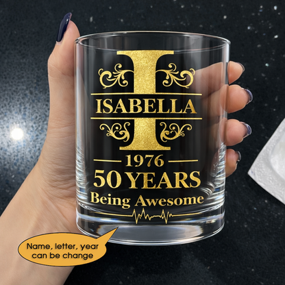 Glass Whiskey Age personalized name, year, letter for birthday Hot Sale