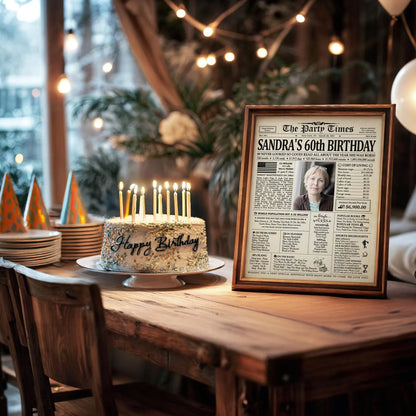 60th Birthday Gifts for Women or Men, Newspaper Birthday Decoration, Personalized 60th Birthday Newspaper Poster, 60th Birthday Gift for Birthday