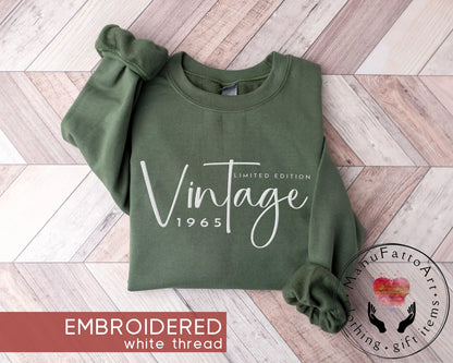 Personalized Birthday T-Shirt – Embroidered Vintage 1965  - Birthday Gift Ideas