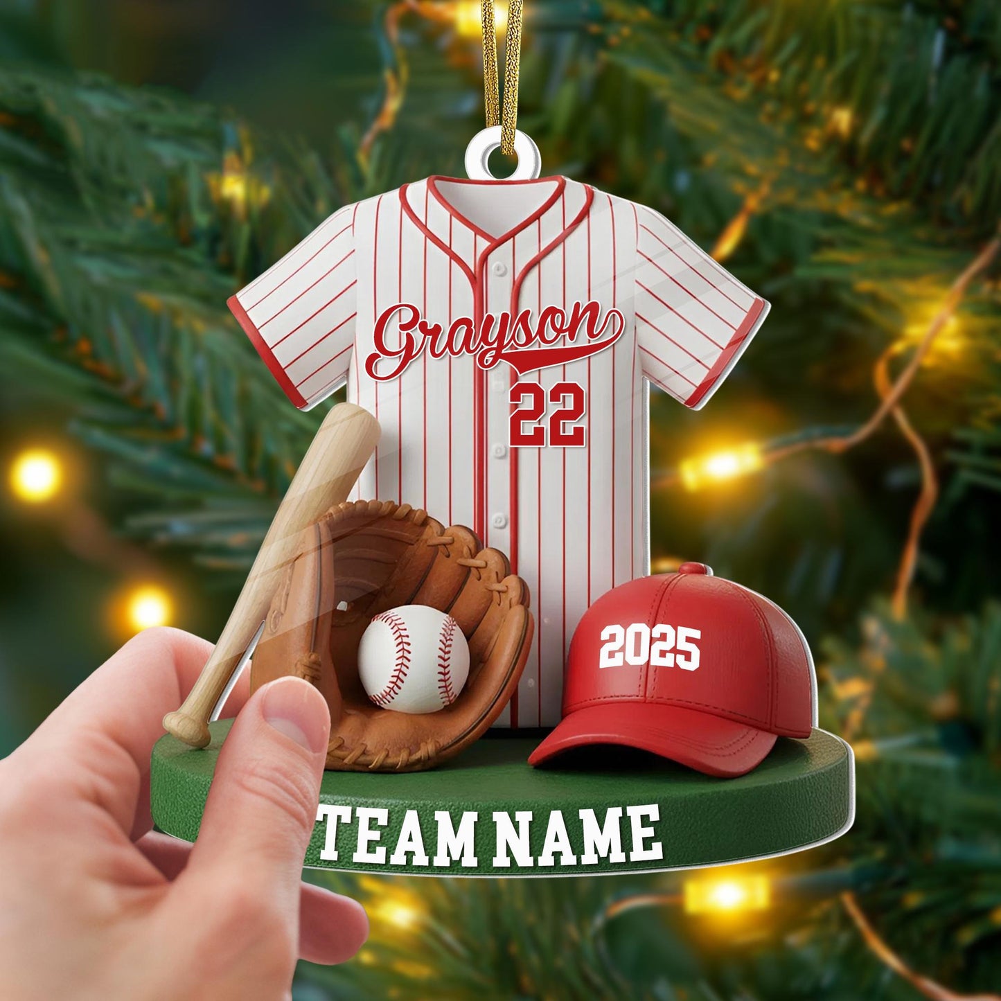 Custom Sport Player Ornament, Personalized Kids Christmas Gift, Baseball Christmas Ornament, Baseball Player Gift, Baseball Team Gift