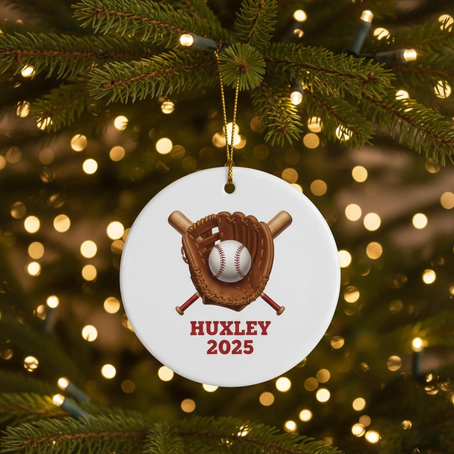 Custom Baseball Ornament 2025, Personalized Name Ceramic Ornament, Sports Player Gift, Baseball Glove Decor, Holiday Keepsake for Athletes