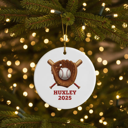 Custom Baseball Ornament 2025, Personalized Name Ceramic Ornament, Sports Player Gift, Baseball Glove Decor, Holiday Keepsake for Athletes