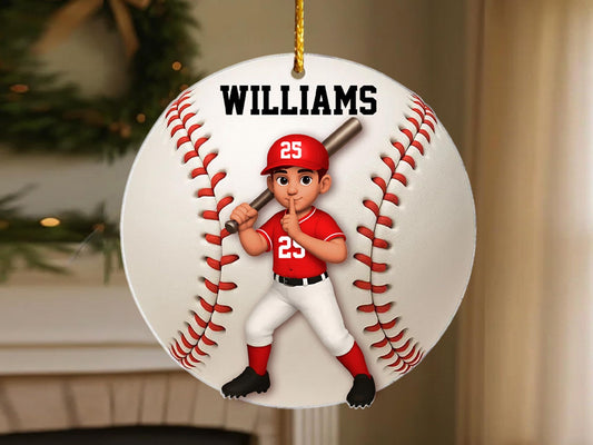 Personalized Baseball Softball Player Ornament, Gift for Sport Lover, Baseball Team Gift, Baseball Senior Christmas Gift, Sport Fan Ornament