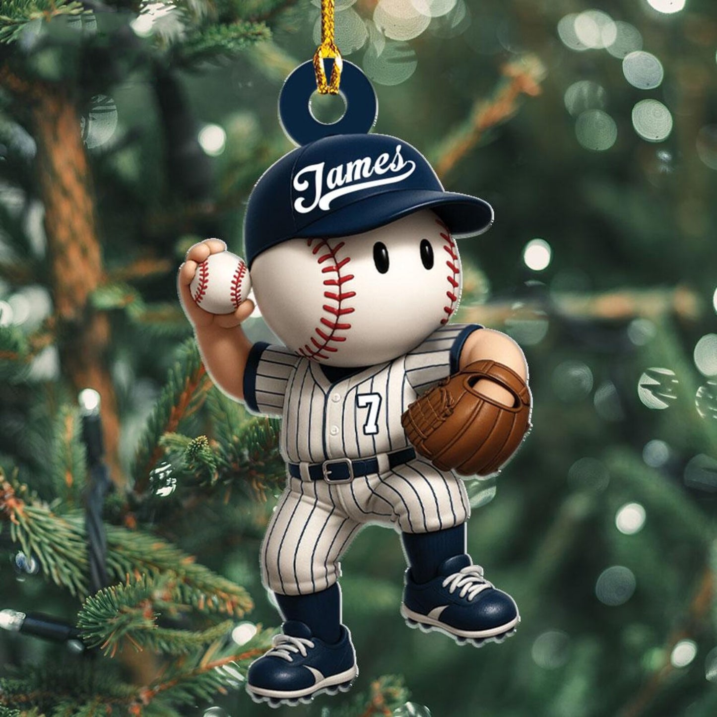 Personalized Baseball Boy Christmas Ornament Flat Acrylic Custom Baseball Player Pitcher Christmas Ornament Custom Name Baseball Team Gift