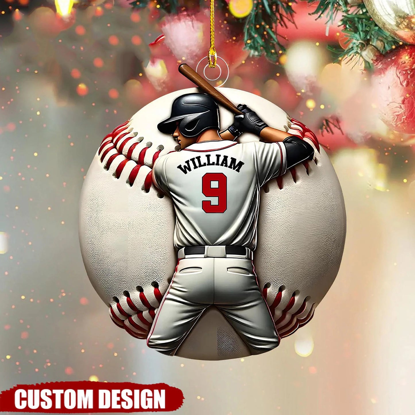 Personalized Baseball Player Ornament, Baseball Loves Gift, Baseball Player Hanging Ornament, Custom Baseball Team Ornament, Christmas Decor