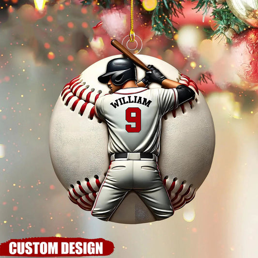 Personalized Baseball Player Ornament, Baseball Loves Gift, Baseball Player Hanging Ornament, Custom Baseball Team Ornament, Christmas Decor