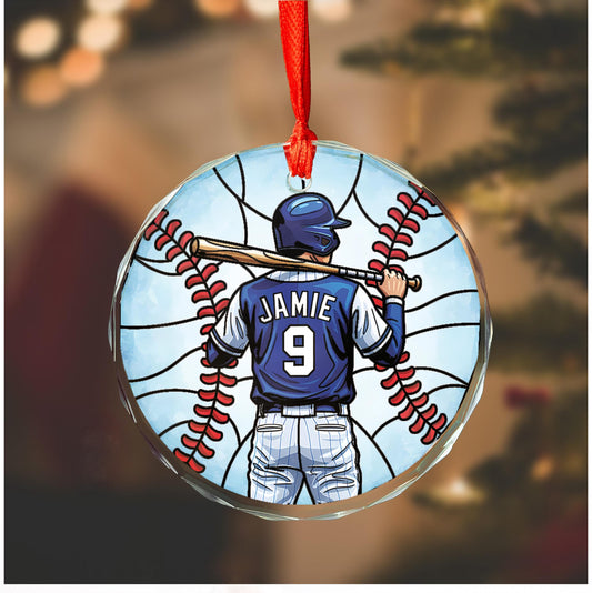 Baseball Glass Ornament, Christmas 2025 Baseball Ornament, Baseball Player Name Ornament, Custom Baseball Ornament, Baseball Player Gift