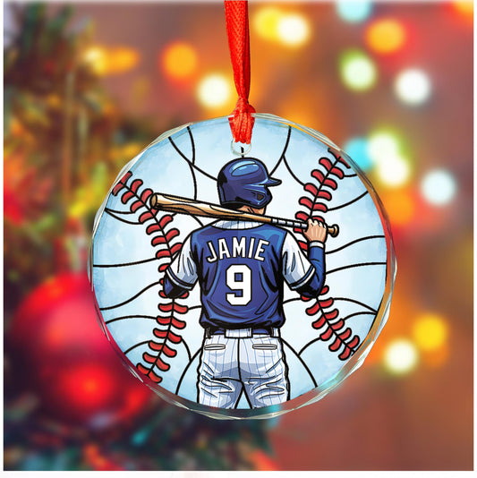 Baseball Glass Ornament, Christmas 2025 Baseball Ornament, Baseball Player Name Ornament, Custom Baseball Ornament, Baseball Player Gift