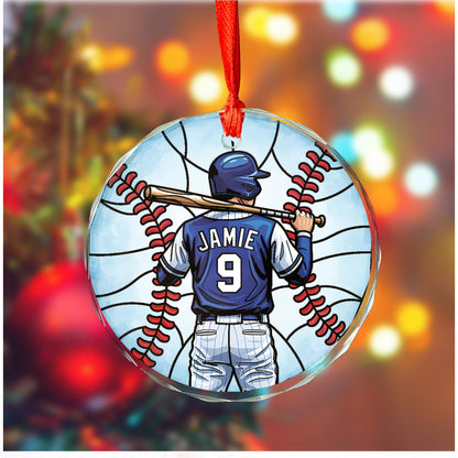 Baseball Glass Ornament, Christmas 2025 Baseball Ornament, Baseball Player Name Ornament, Custom Baseball Ornament, Baseball Player Gift