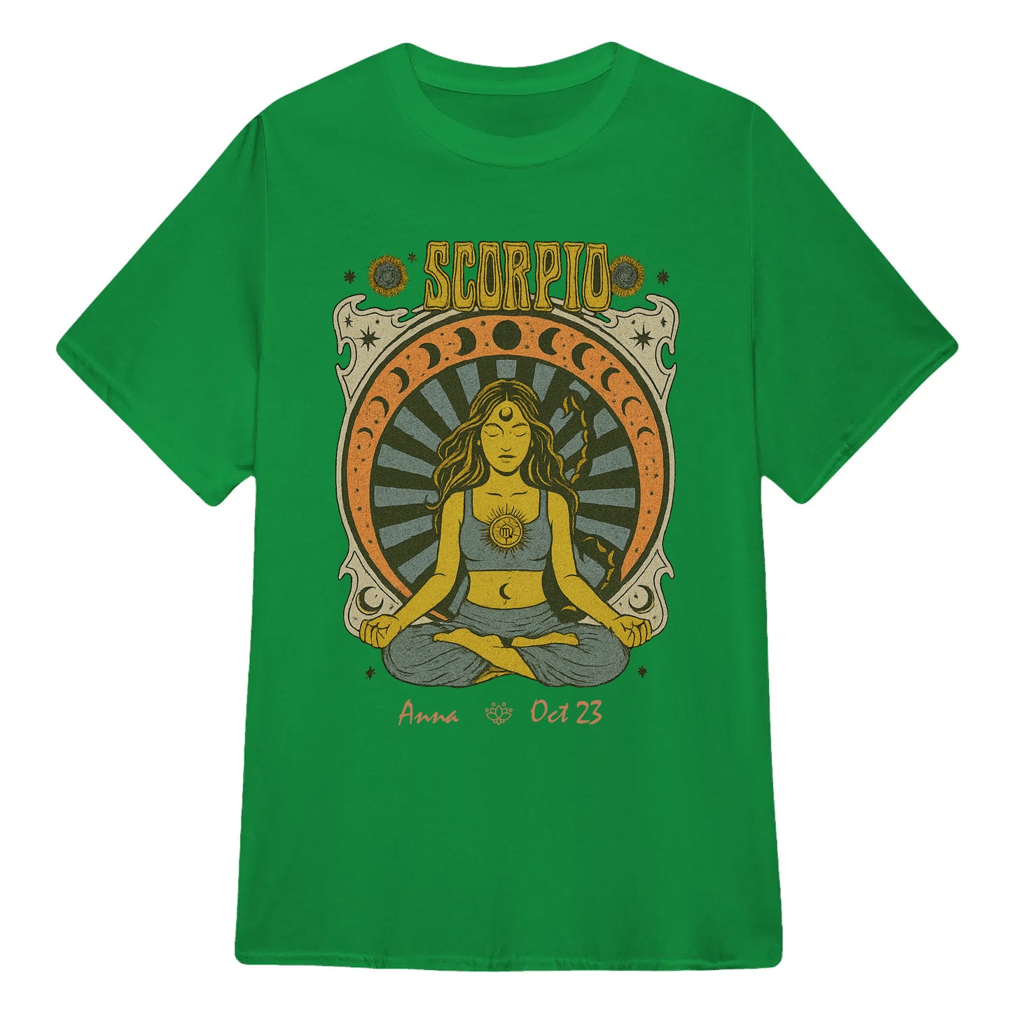 Zodiac Scorpio Meditation Mandala Sun and Moon Symbols Yoga Classic Unisex T-Shirt | 5To9Style