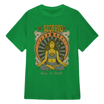Zodiac Scorpio Meditation Mandala Sun and Moon Symbols Yoga Classic Unisex T-Shirt | 5To9Style