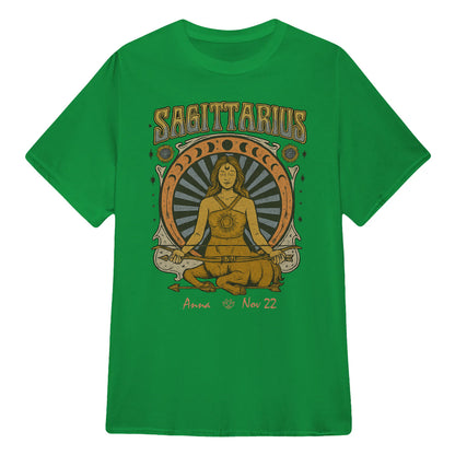 Zodiac Sagittarius Meditation Mandala Sun and Moon Symbols Yoga Classic Unisex T-Shirt | 5To9Style