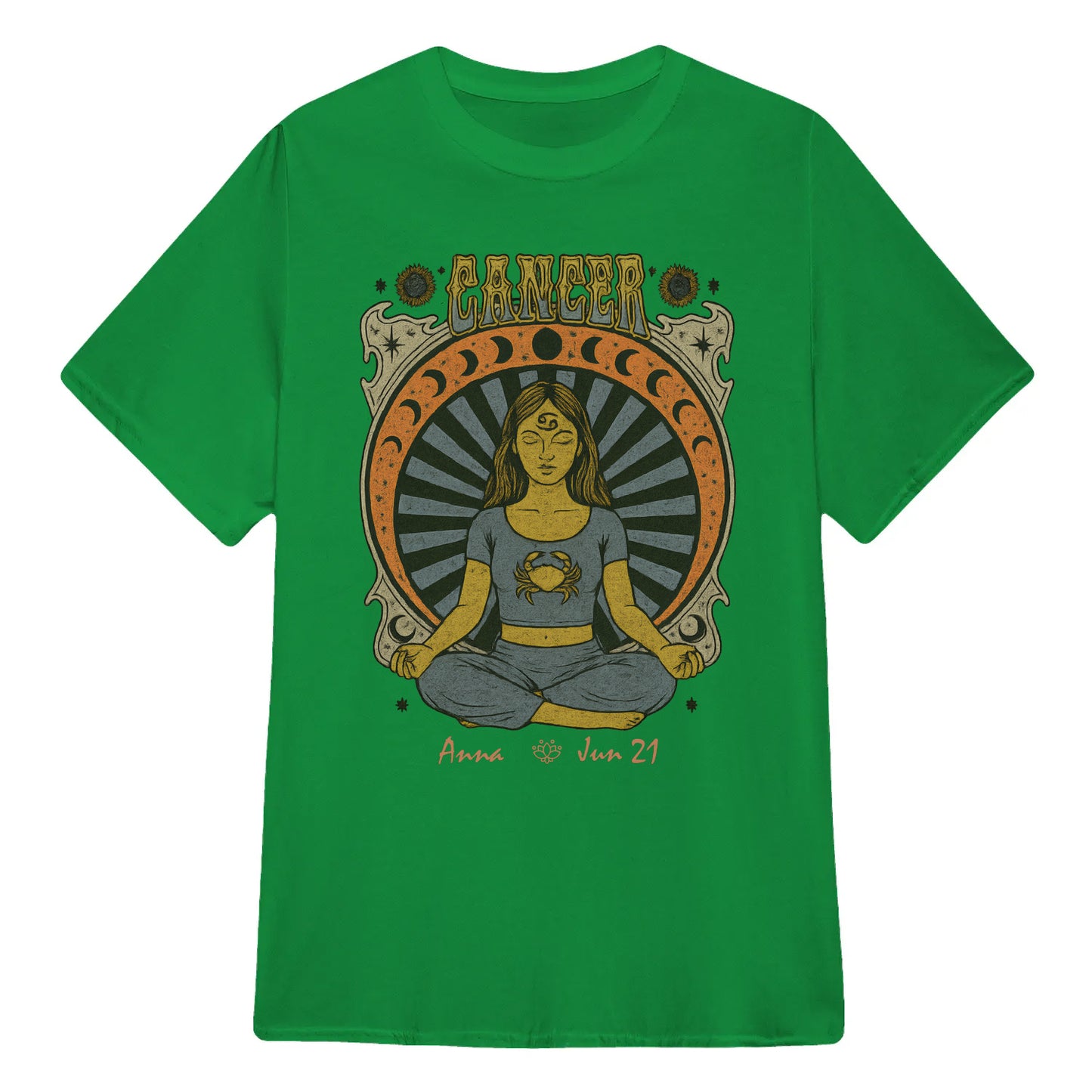 Zodiac Cancer Meditation Mandala Sun and Moon Symbols Yoga Classic Unisex T-Shirt | 5To9Style