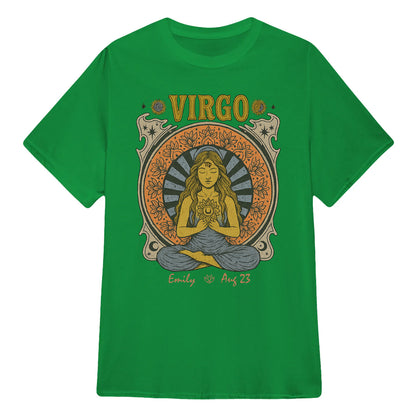 Zodiac Virgo Meditation Mandala Sun and Moon Symbols Yoga Classic Unisex T-Shirt | 5To9Style