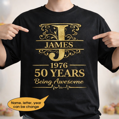 T-Shirt Age personalized name, year, letter for birthday