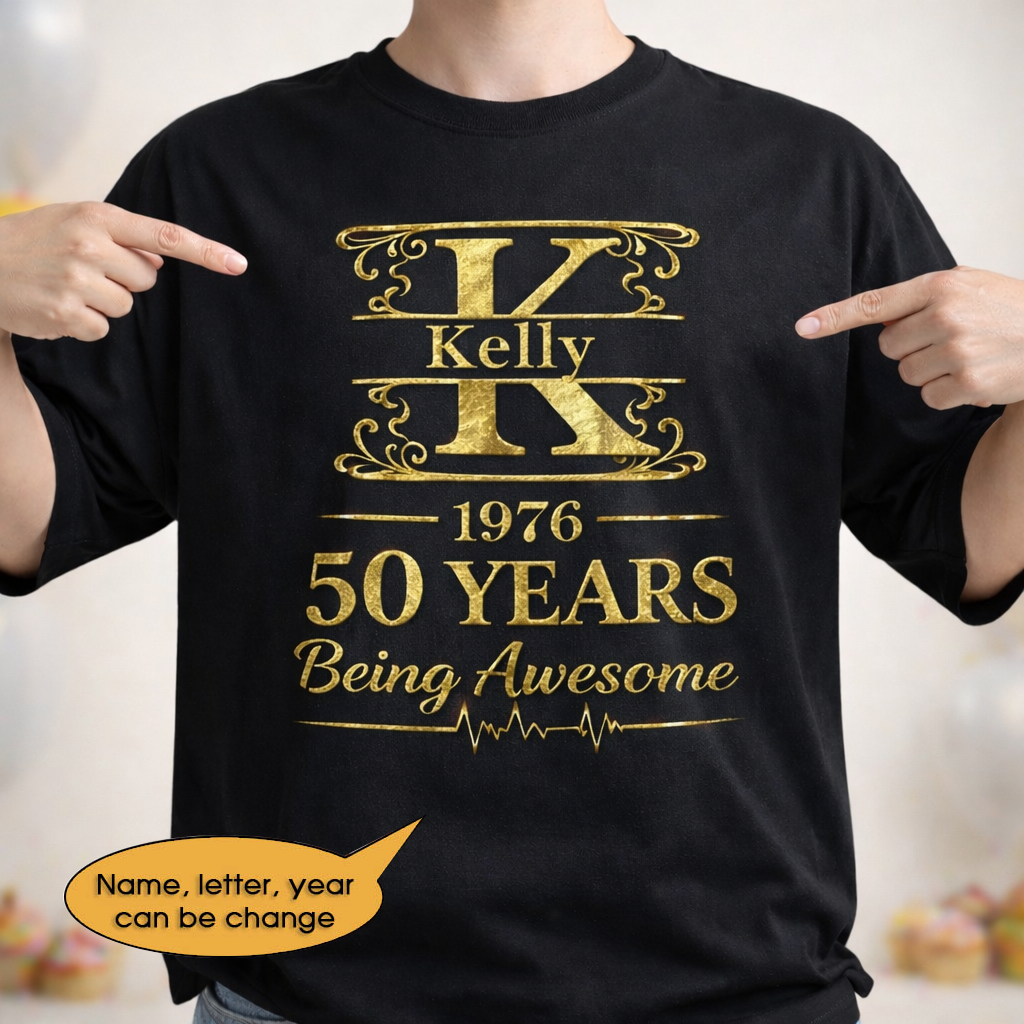 T-Shirt Age personalized name, year, letter for birthday