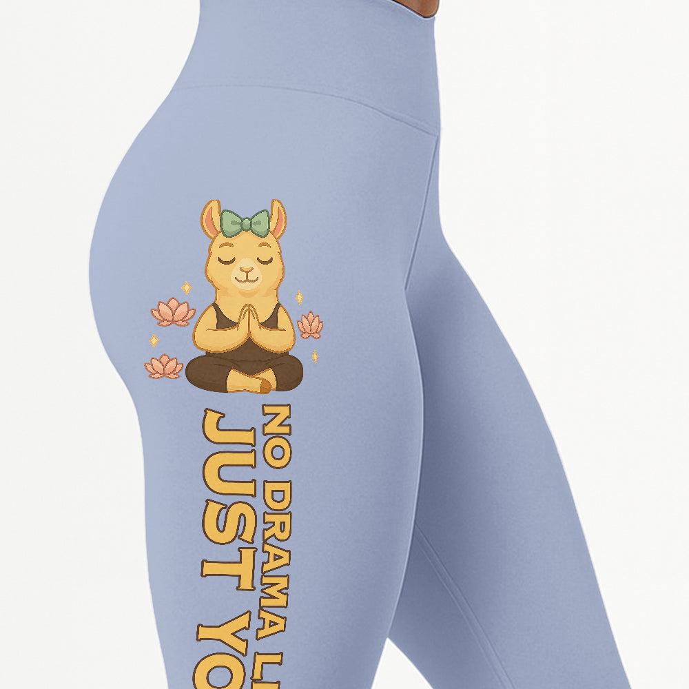 No Drama Llama, Just Yoga Lover Chill Llama Yoga Pants All-Over Print Women's High Waist Leggings | 5To9Style