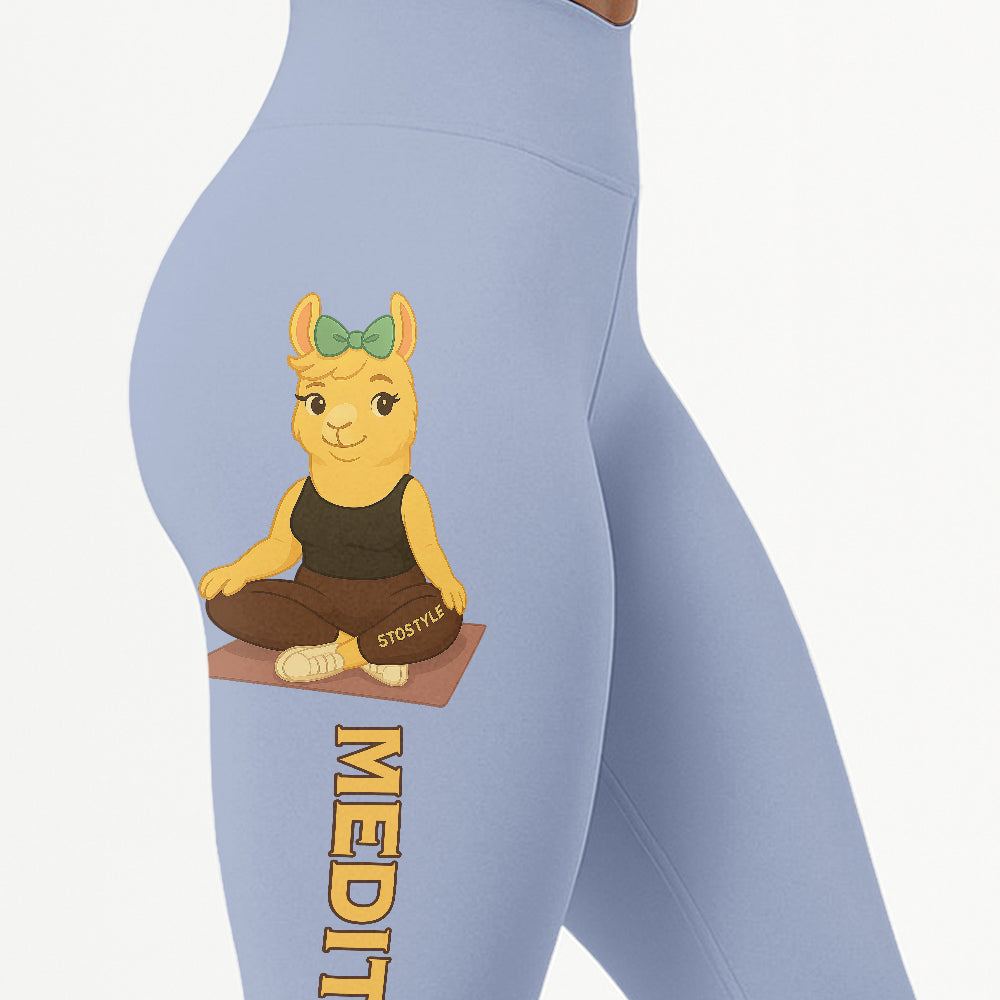 Medition Cool Chill Llama Yoga Pants All-Over Print Women's High Waist Leggings | 5To9Style