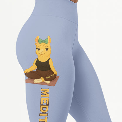 Medition Cool Chill Llama Yoga Pants All-Over Print Women's High Waist Leggings | 5To9Style